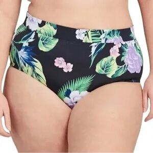 Cacique Black Floral High-Waisted Bikini Bottom